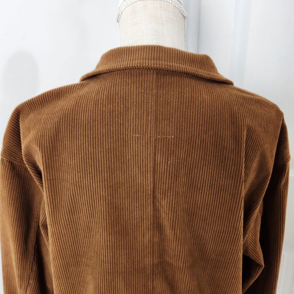 Avec Les Filles Blazer Womens Small Brown Corduroy Flap Pockets Boho Minimalist - Picture 6 of 14